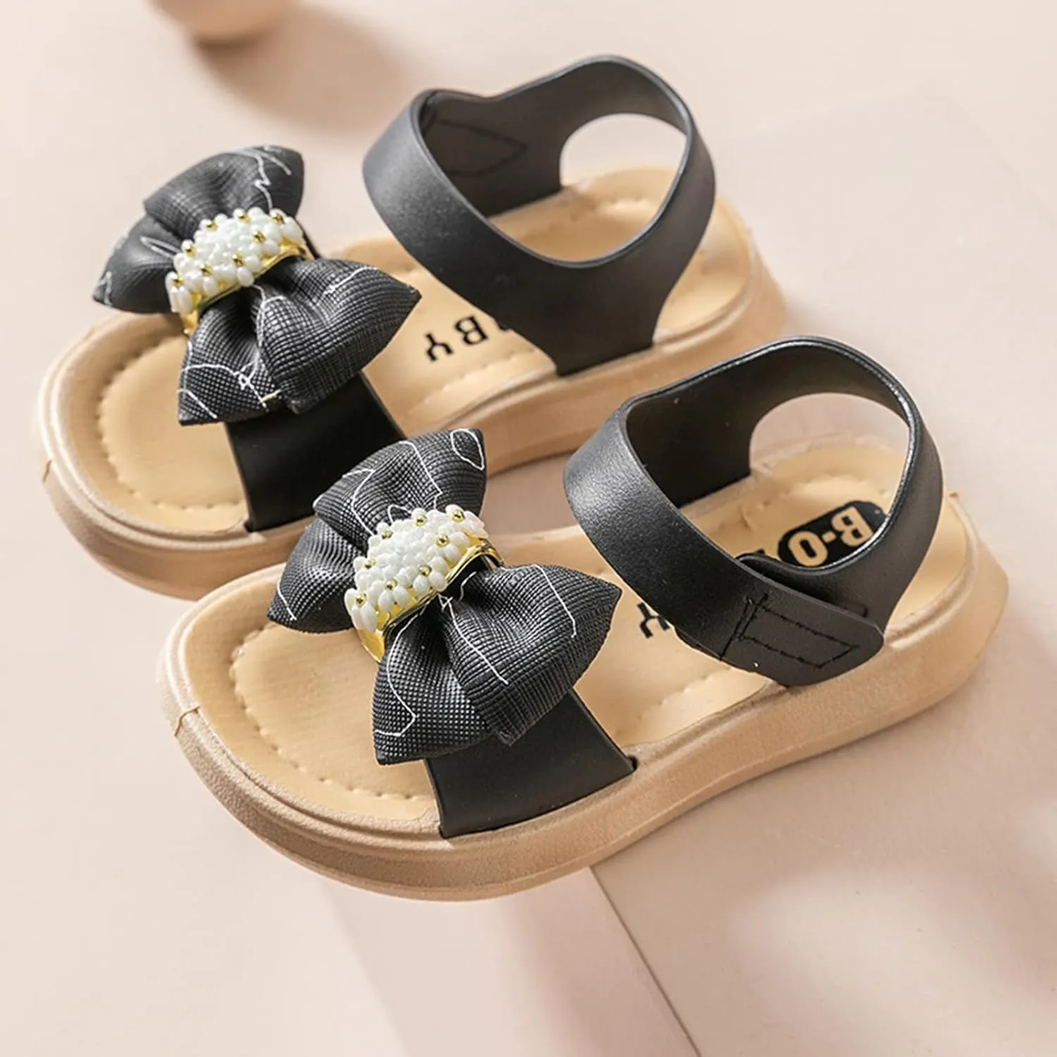Toddler Girls Bow Open Toe Sandals Flat Wide Shoes Toddler Kids Fashion Beach Flats Girls Shoes Beach Sandals