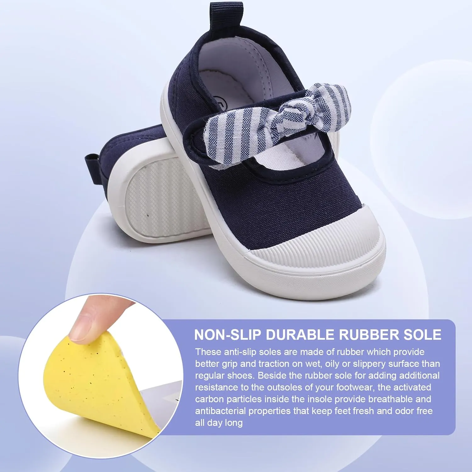 Toddler Girl's Canvas Sneakers Bowknot Mary Jane Flat Shoes for Kids School Uniform Shoes Dress Shoes
