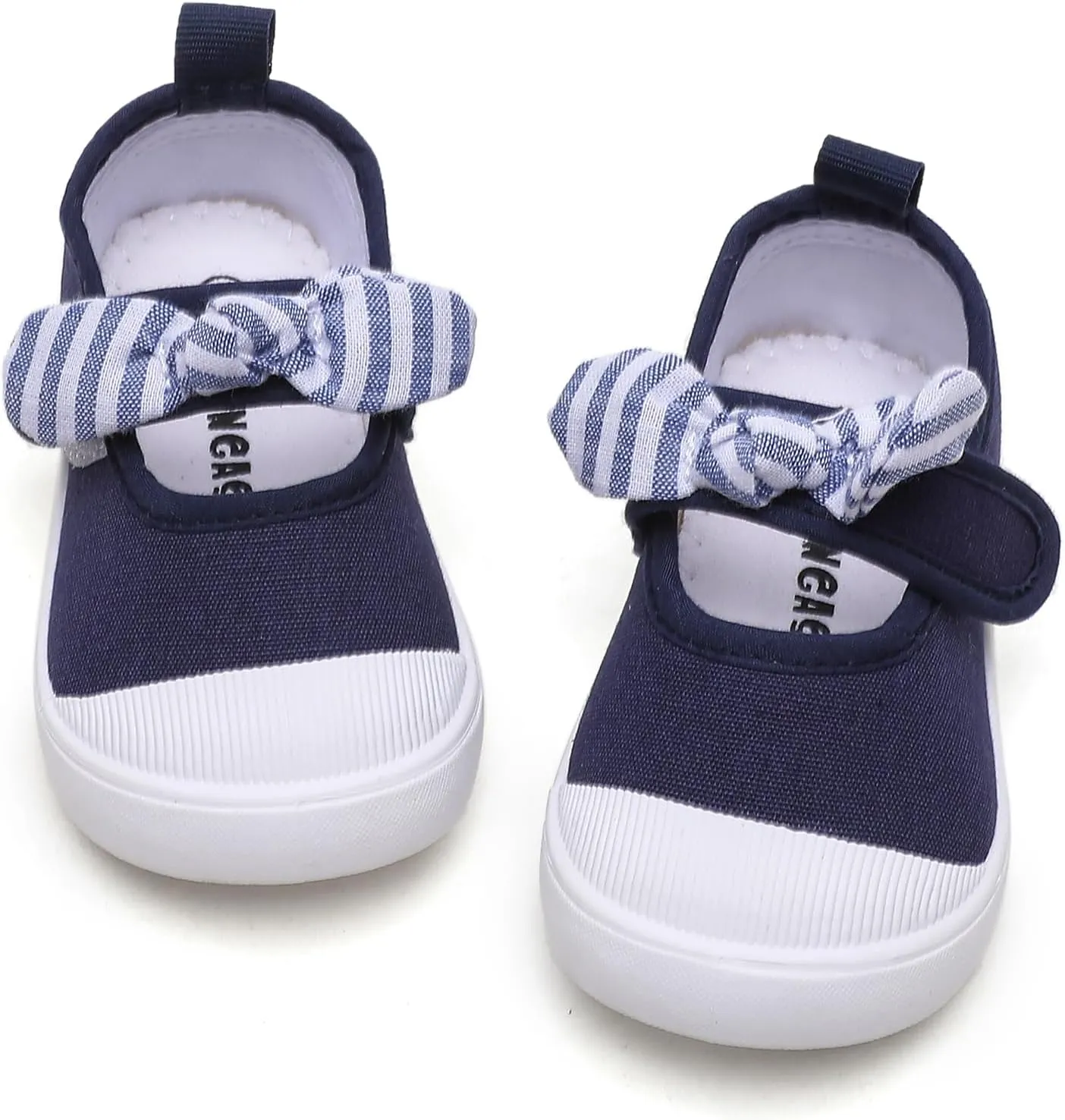Toddler Girl's Canvas Sneakers Bowknot Mary Jane Flat Shoes for Kids School Uniform Shoes Dress Shoes