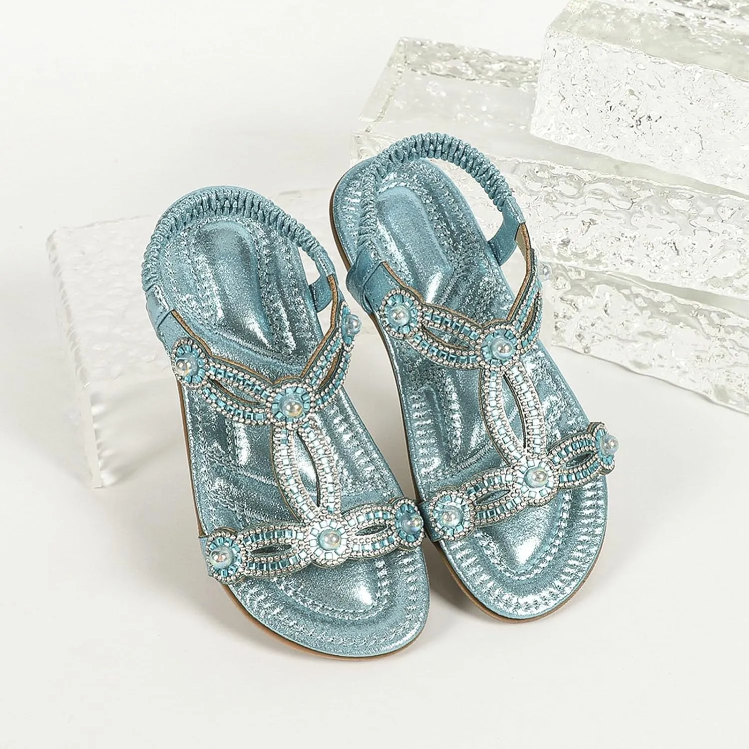 Toddler Girls Pearl Sequins Sandals Formal Dress Open Toe Fancy Wide Shoes Kids Baby Elegant Flat Non Slip Fancy Shoes