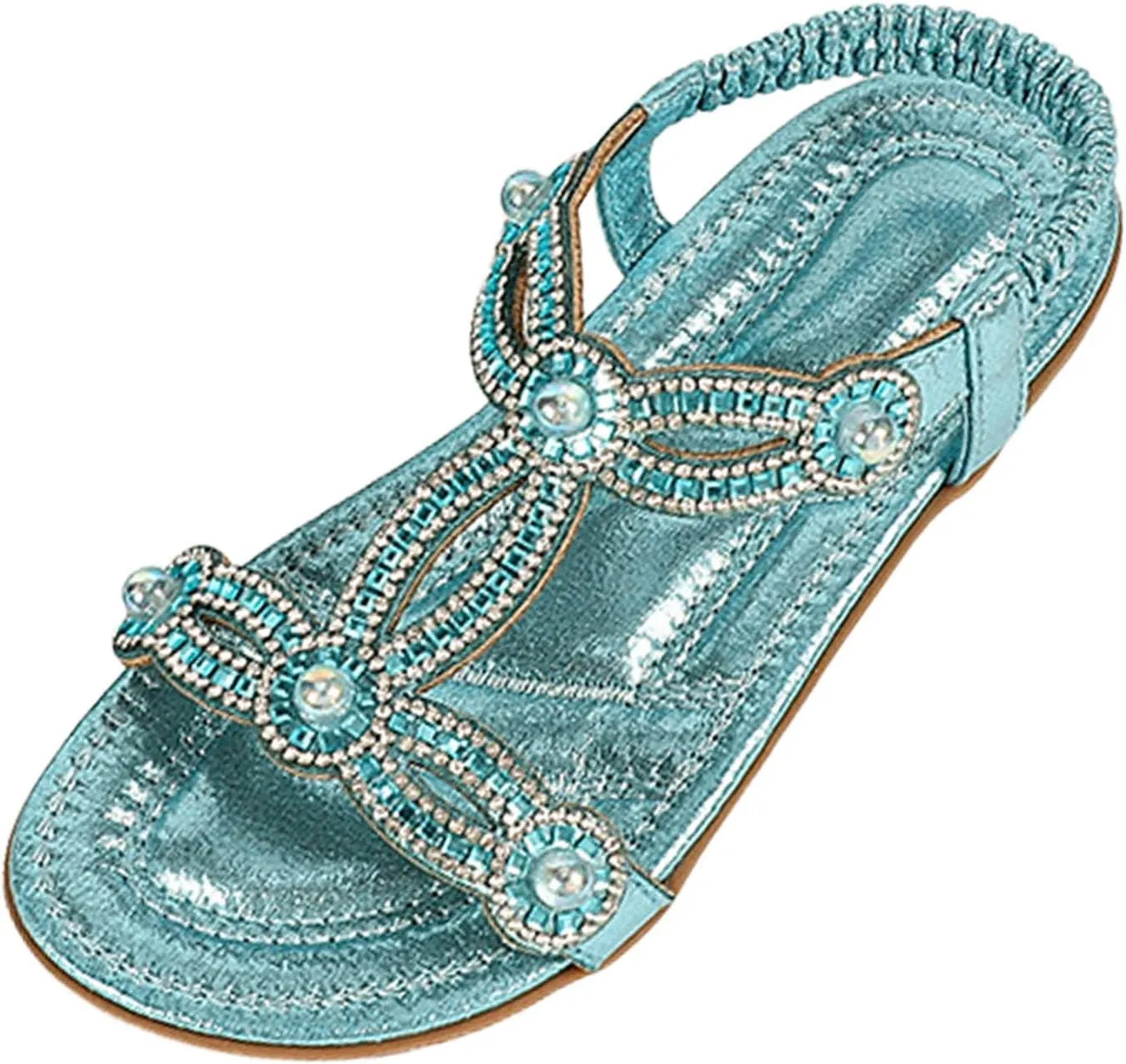 Toddler Girls Pearl Sequins Sandals Formal Dress Open Toe Fancy Wide Shoes Kids Baby Elegant Flat Non Slip Fancy Shoes