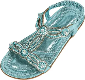 Toddler Girls Pearl Sequins Sandals Formal Dress Open Toe Fancy Wide Shoes Kids Baby Elegant Flat Non Slip Fancy Shoes