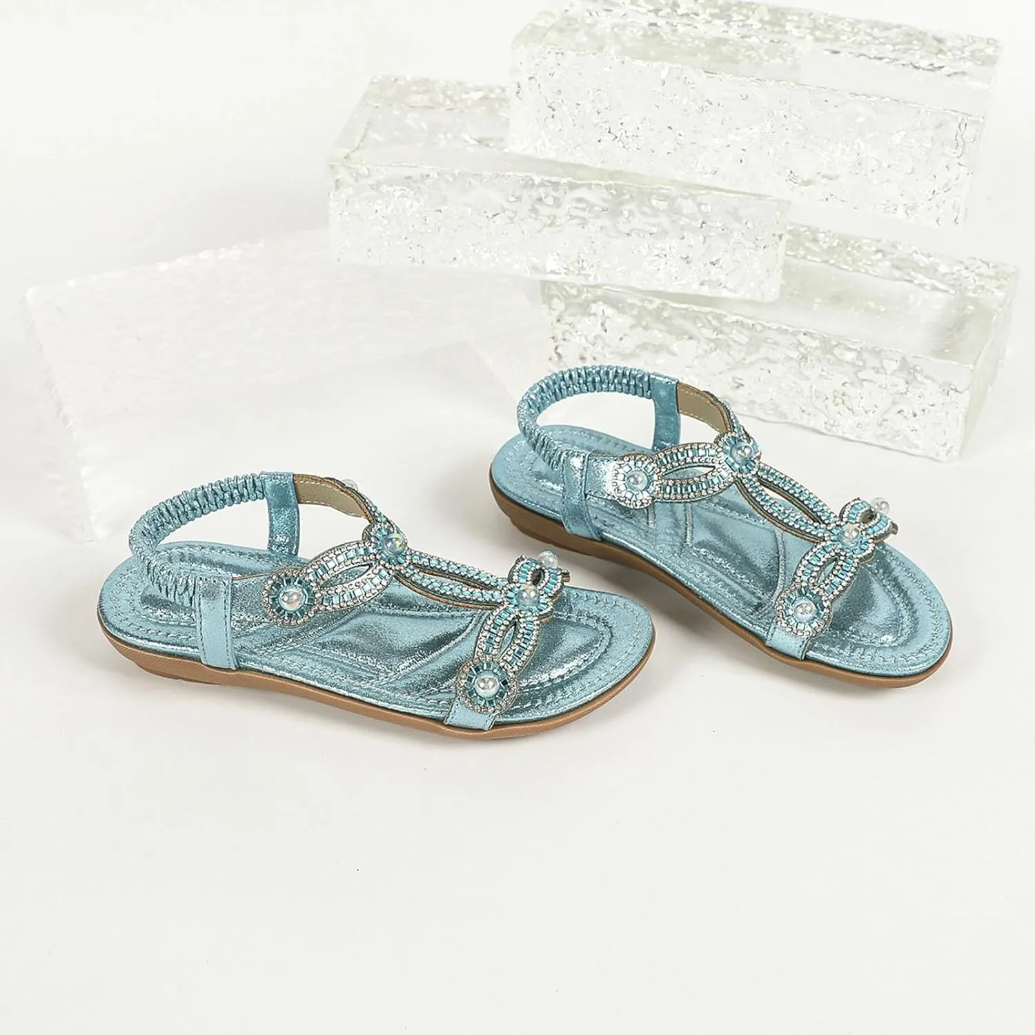 Toddler Girls Pearl Sequins Sandals Formal Dress Open Toe Fancy Wide Shoes Kids Baby Elegant Flat Non Slip Fancy Shoes