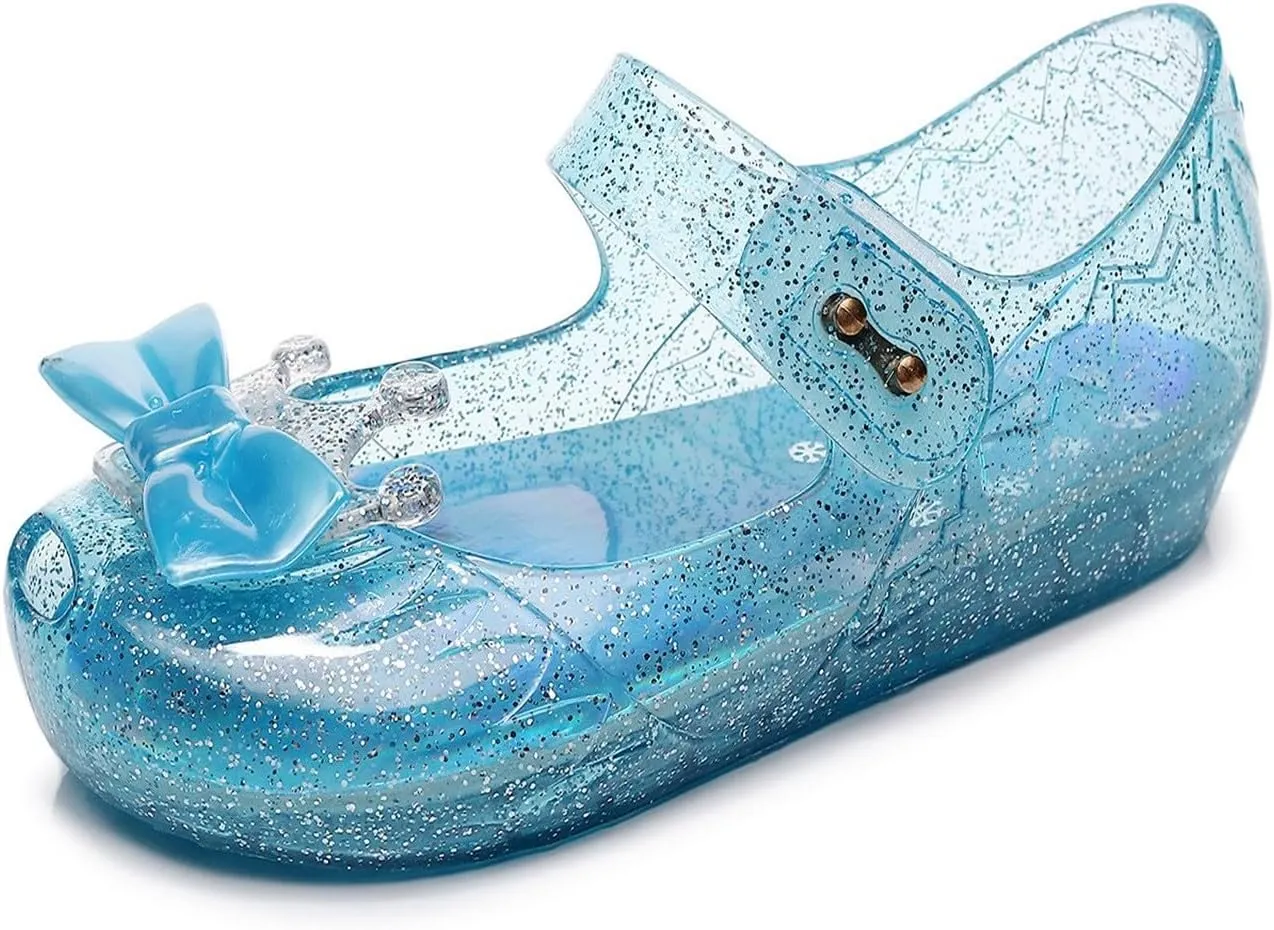 Toddler Jelly Sandals Kids Girl Cute Crown Bowknot Princess Mary Jane Shoes Birthday Dance Party Glitter Dress Sandal