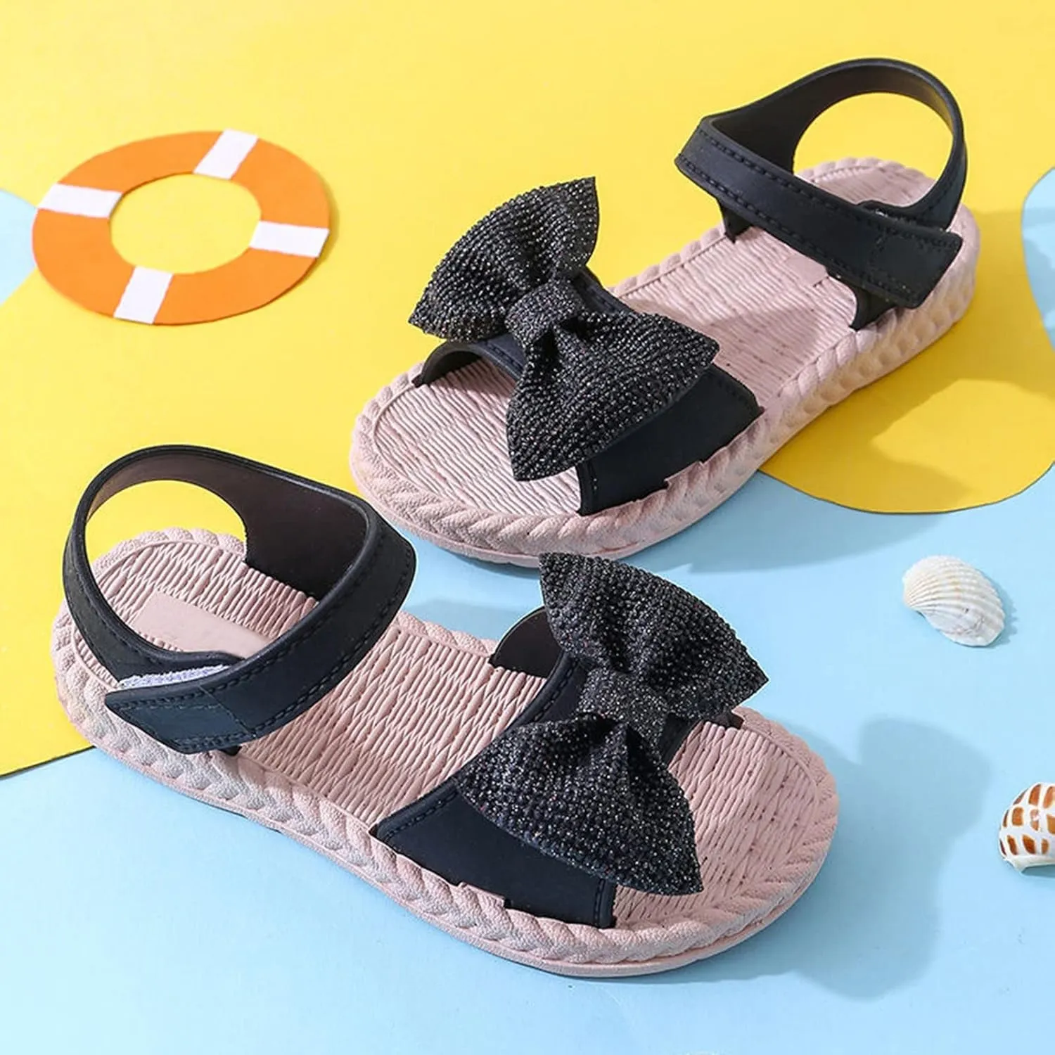 Toddler Kids Infant Girls Soild Bowknot Princress Shoes Soft Sole Non Slip Prewalker Beach Shoes 2 to 6 Years