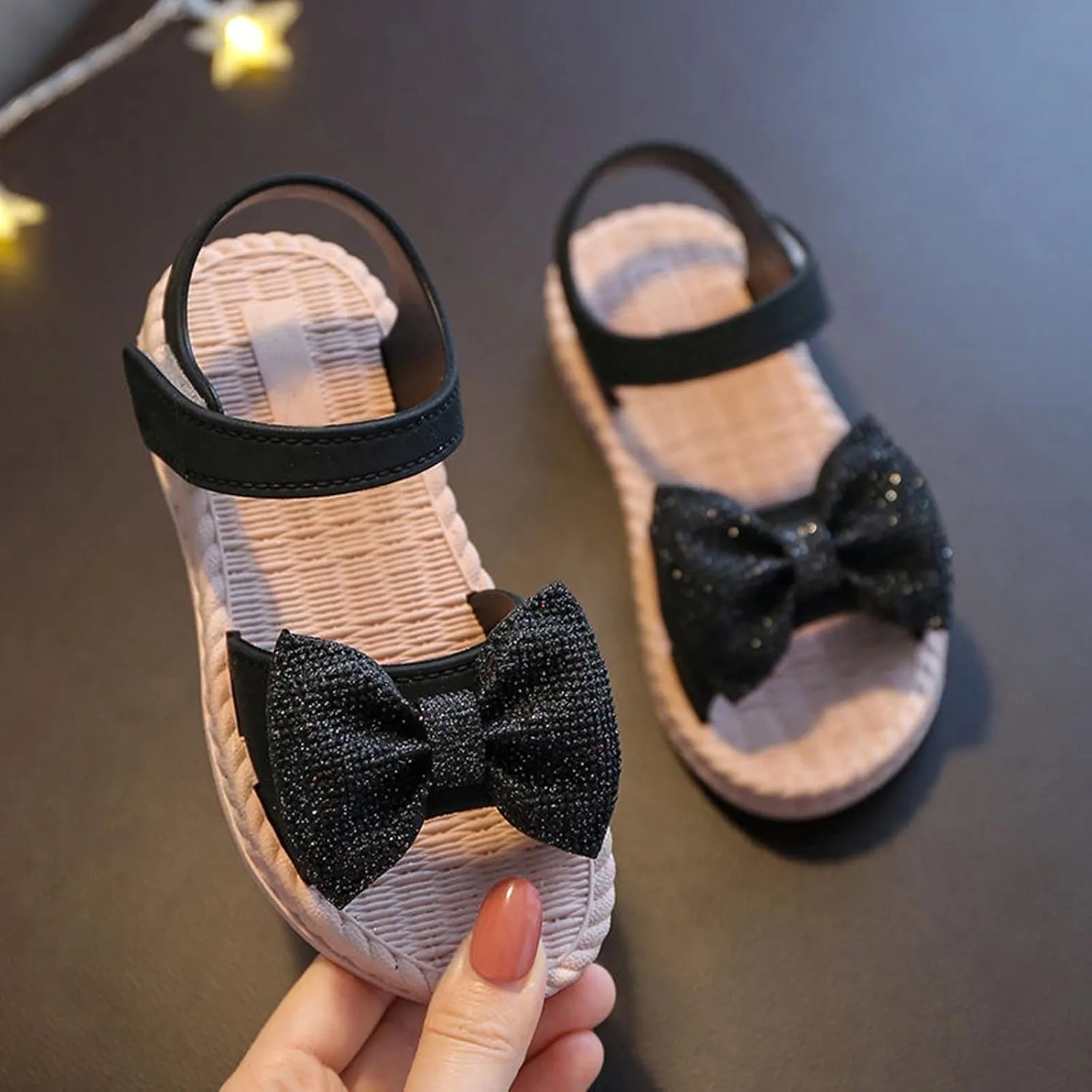 Toddler Kids Infant Girls Soild Bowknot Princress Shoes Soft Sole Non Slip Prewalker Beach Shoes 2 to 6 Years