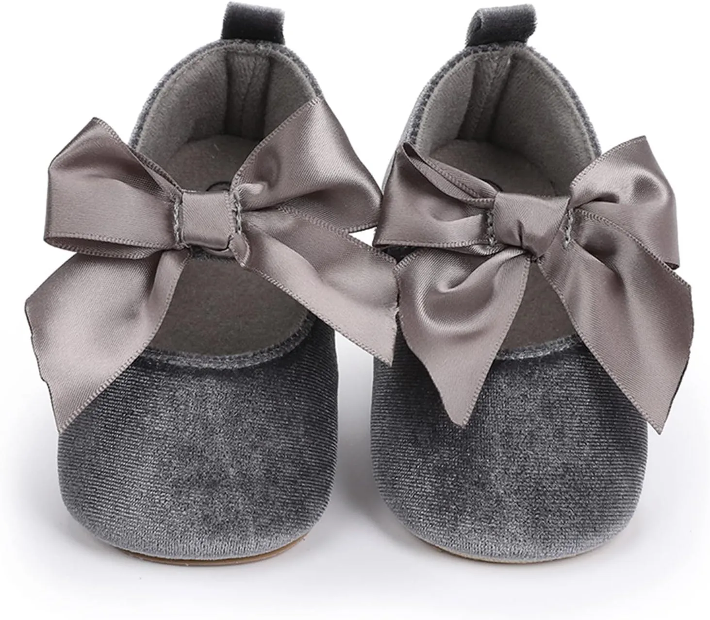 Toddler Kids Infant Girls Soild Colour Bowknot Princress Shoes Soft Sole The Floor Little Girl (Grey, 12-18 Months)