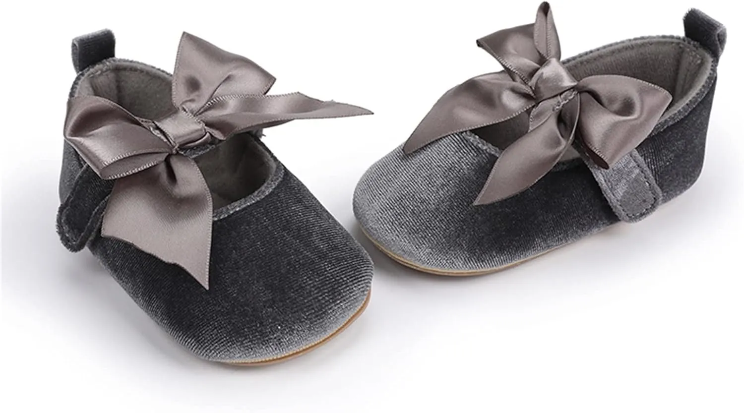 Toddler Kids Infant Girls Soild Colour Bowknot Princress Shoes Soft Sole The Floor Little Girl (Grey, 12-18 Months)