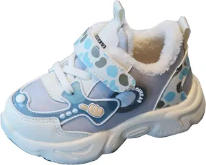 Toddler Kids Sneakers Plush Lined Breathable Tied Hook Loop Casual Shoes Soft Soles Sports Fashion Running Shoes