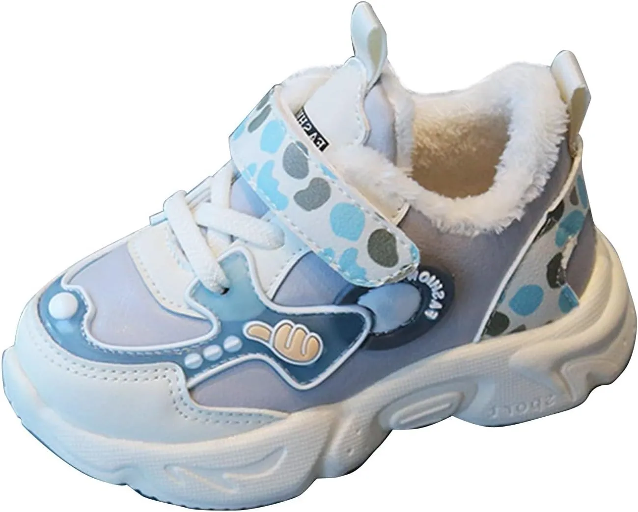 Toddler Kids Sneakers Plush Lined Breathable Tied Hook Loop Casual Shoes Soft Soles Sports Fashion Running Shoes