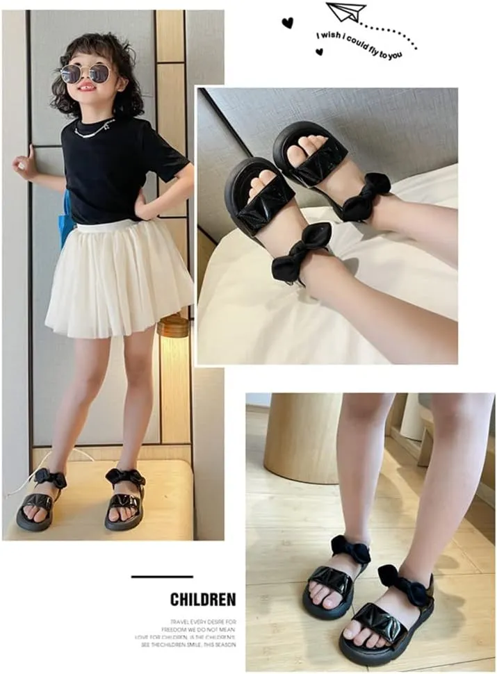 Toddler Little Big Kids Baby Girls Sandals Summer Bling Bowknot Princess Dress Beach Sandal Shoes Open-Toe Soft Sole Anti-Slip Flat