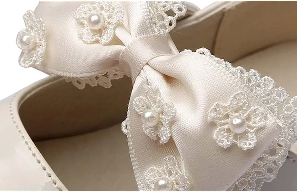 Toddler Little Girls Bowknot Ballet Flats Shoes Girl's Mary Jane Dress Party Shoes School Wedding Wearing Princess Shoes