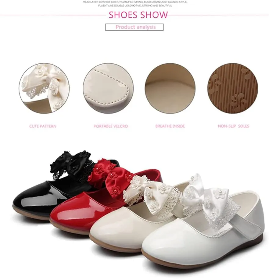 Toddler Little Girls Bowknot Ballet Flats Shoes Girl's Mary Jane Dress Party Shoes School Wedding Wearing Princess Shoes