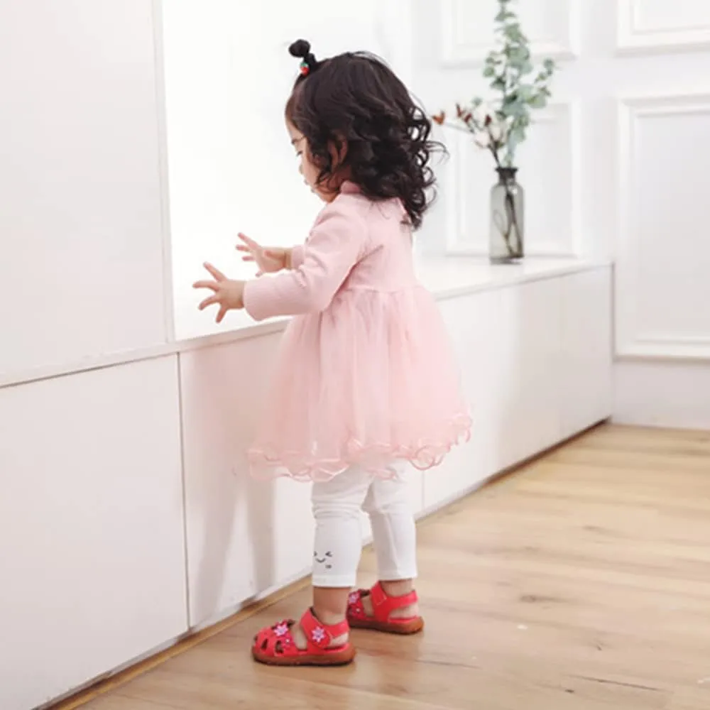 Toddler Little Girl's Summer Soft Closed-Toe Princess Flower Outdoor Casual Sandals for Kid Girl Lightweight Anti-Slip Leather Flats
