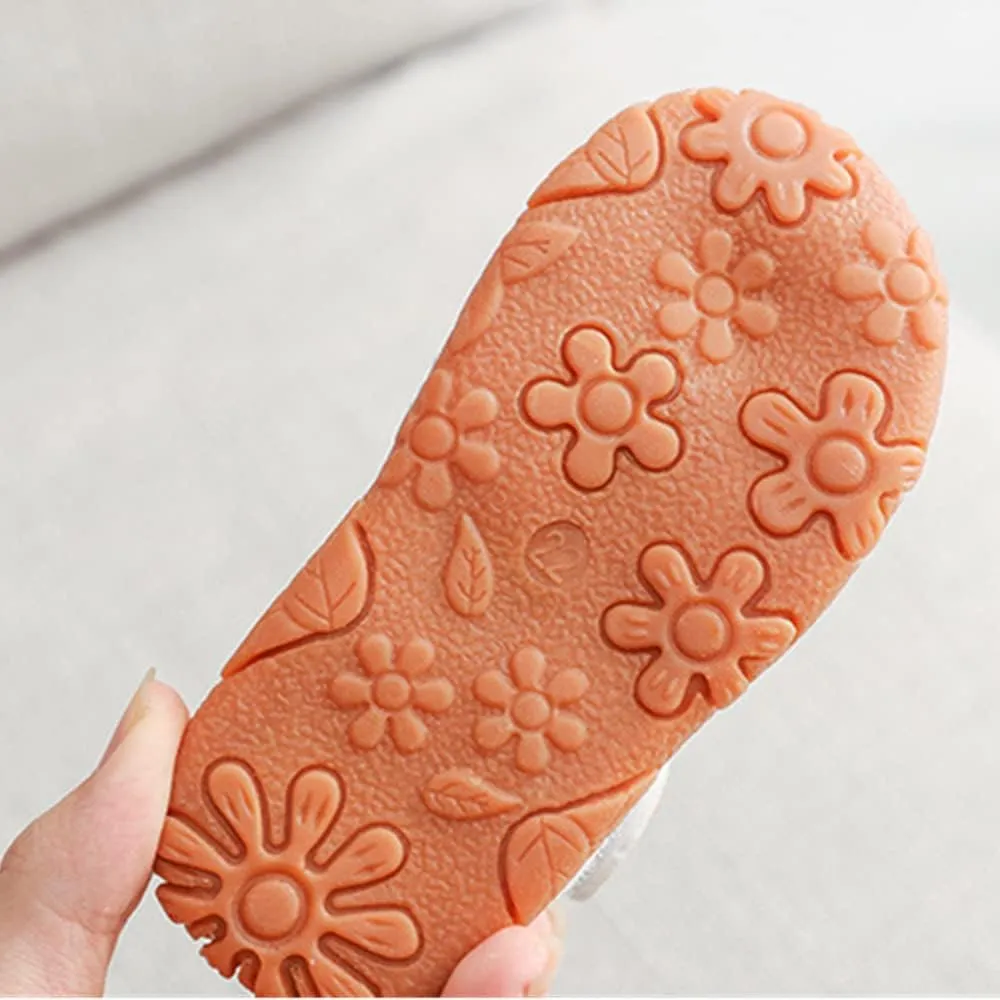 Toddler Little Girl's Summer Soft Closed-Toe Princess Flower Outdoor Casual Sandals for Kid Girl Lightweight Anti-Slip Leather Flats