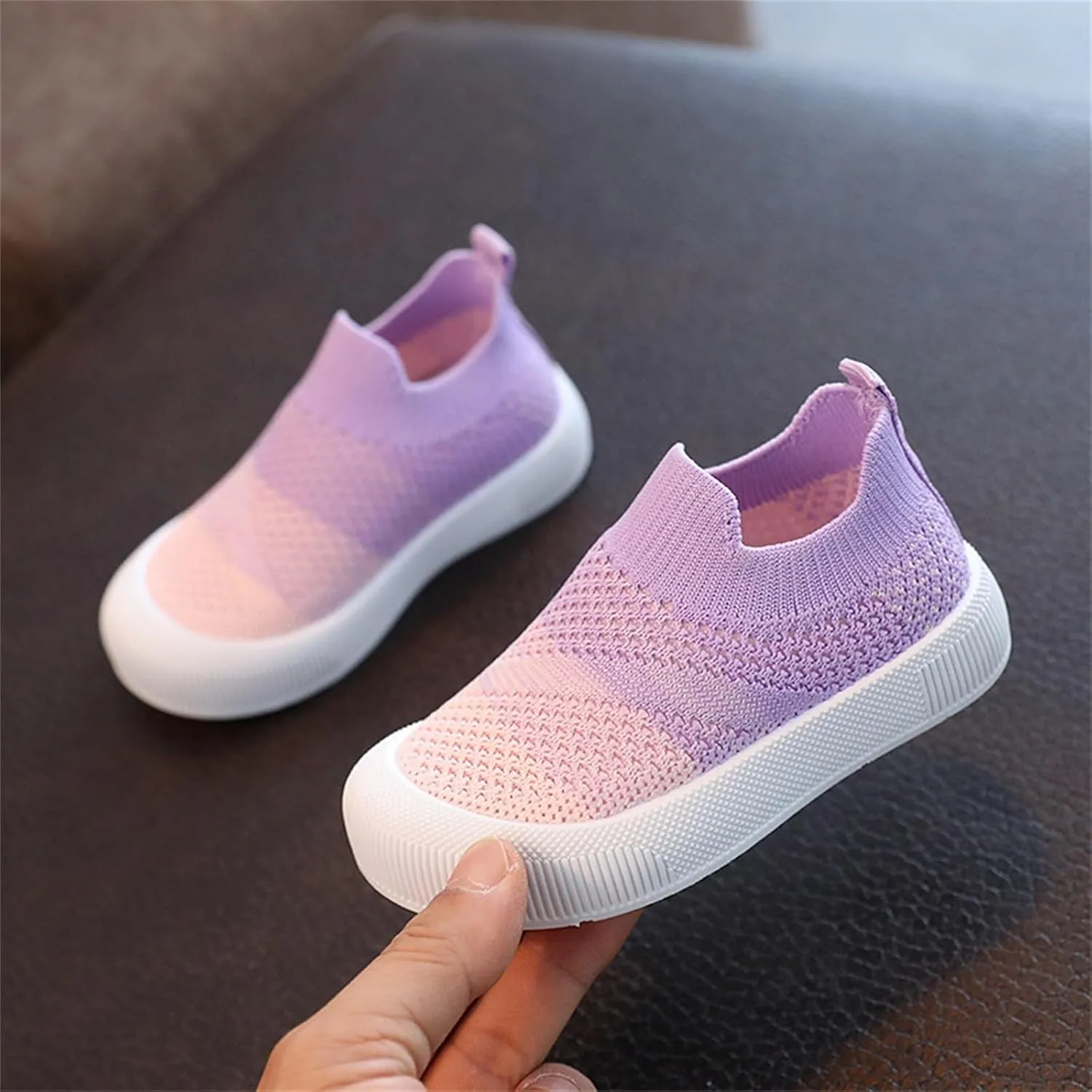 Toddler Non-Slip Walking Shoes Kid Wide Barefoot Shoe Mesh Slip on Sneakers Boys Girls Casual Breathable Tennis Shoes