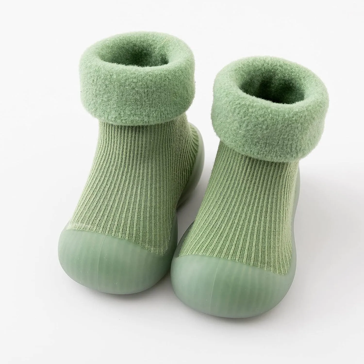 Toddler Running Shoes Kids Toddler Baby Boys Girls Solid Warm Knit Soft Sole Rubber Shoes Socks Slippers (Green, 26)