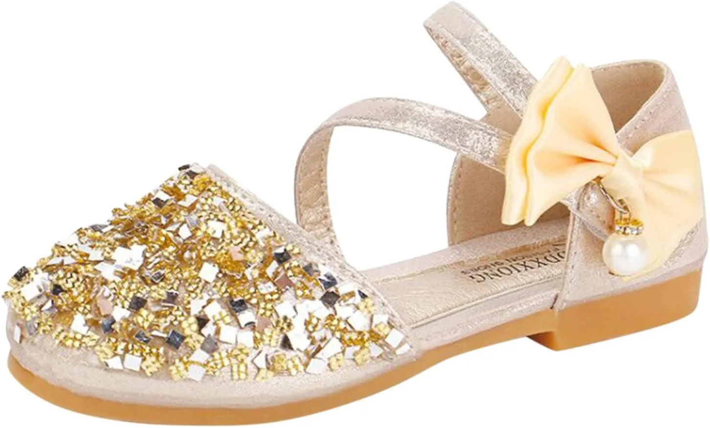 Toddler Sandals Girl, 1-12 Years Infant Kids Baby Girls Pearl Crystal Bling Bowknot Single Princess Shoes Sandals