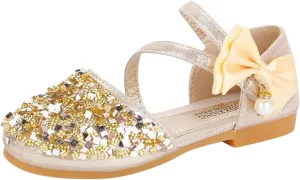 Toddler Sandals Girl, 1-12 Years Infant Kids Baby Girls Pearl Crystal Bling Bowknot Single Princess Shoes Sandals