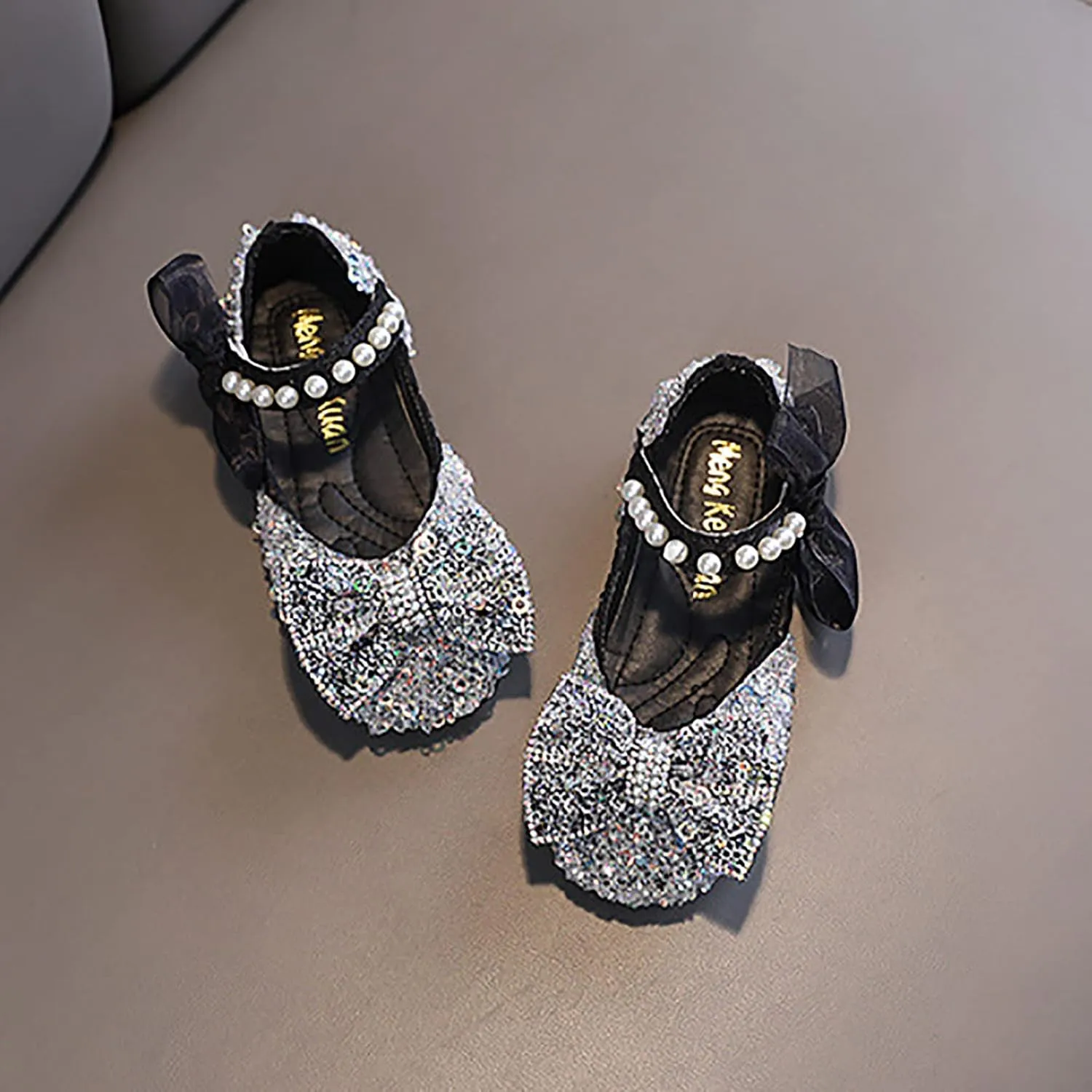 Toddler Sandals Girl, Girls Childrens Shoes Pearl Rhinestones Shining Kids Princess Shoes for Party and Wedding
