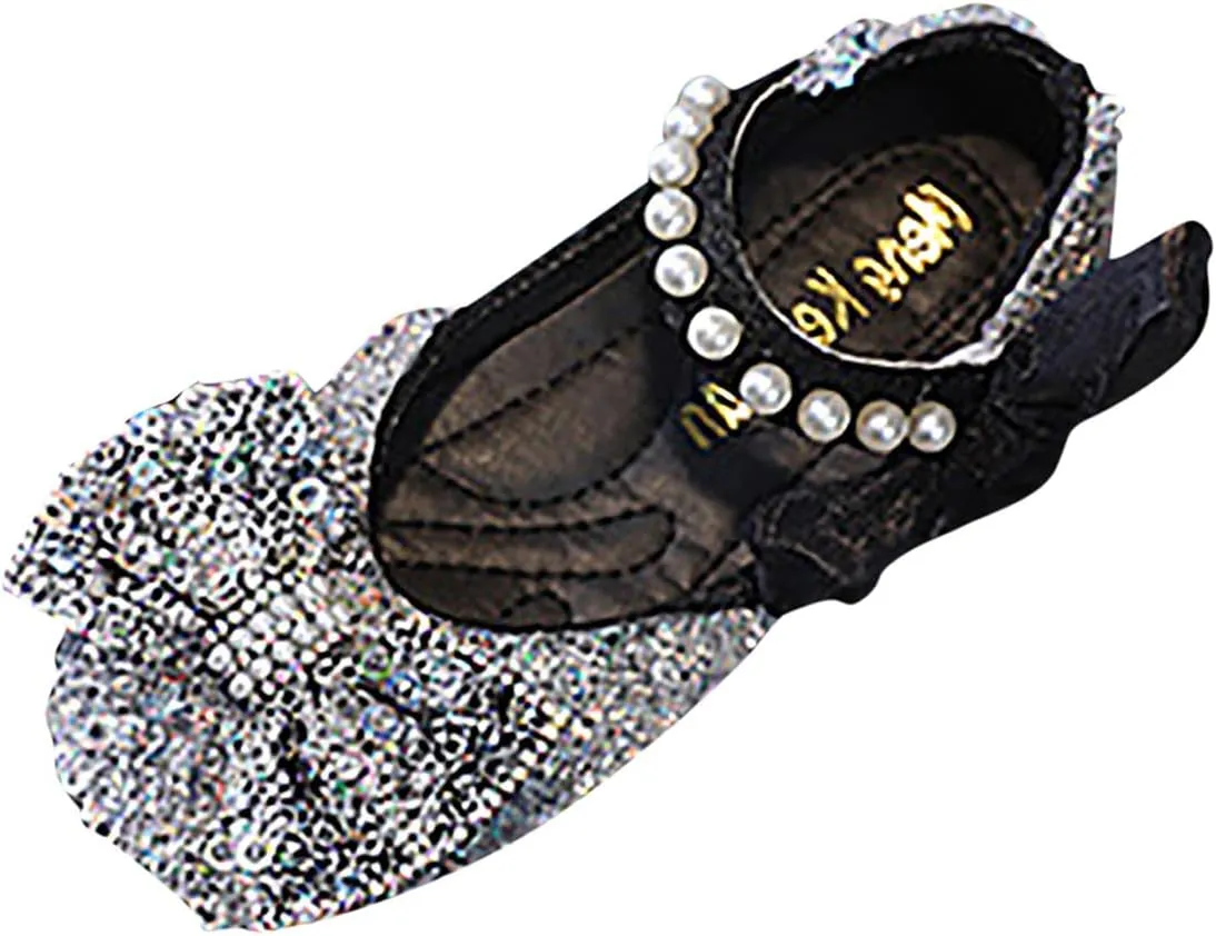 Toddler Sandals Girl, Girls Childrens Shoes Pearl Rhinestones Shining Kids Princess Shoes for Party and Wedding