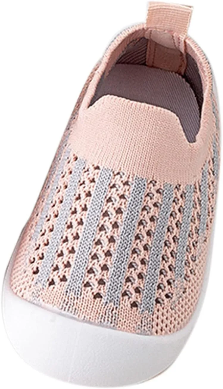 Toddler Shoes Mesh Slip On Socks Shoes Soft Sole Non Slip Wear Out Toddler Floor Shoes for Little Boys Girls (Pink-03#gf, 3.5-4.5T)