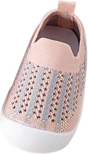Toddler Shoes Mesh Slip On Socks Shoes Soft Sole Non Slip Wear Out Toddler Floor Shoes for Little Boys Girls (Pink-03#gf, 3.5-4.5T)