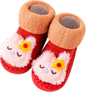 Toddler Shoes Size 3 Girls Autumn and Winter Comfortable Baby Toddler Shoes Cute Cartoon Pattern Rabbit Bear Carrot Children Cotton Warm Breathable Floor Breathable Baby Shoe