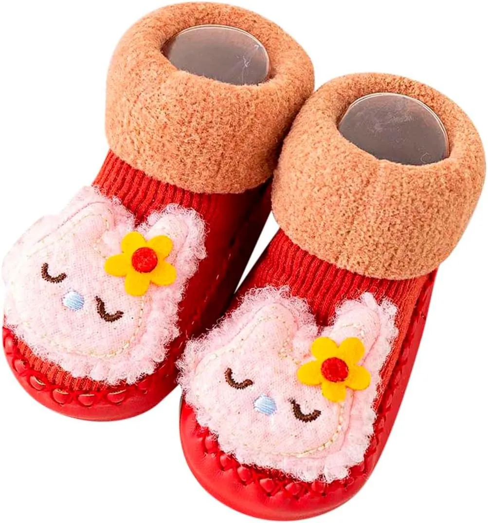 Toddler Shoes Size 3 Girls Autumn and Winter Comfortable Baby Toddler Shoes Cute Cartoon Pattern Rabbit Bear Carrot Children Cotton Warm Breathable Floor Breathable Baby Shoe