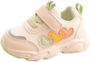 Toddler Sneakers Children's Sports Mesh Shoes Unisex Heart Decoration for Kids 3 to 18 Months Little Girls Shoes
