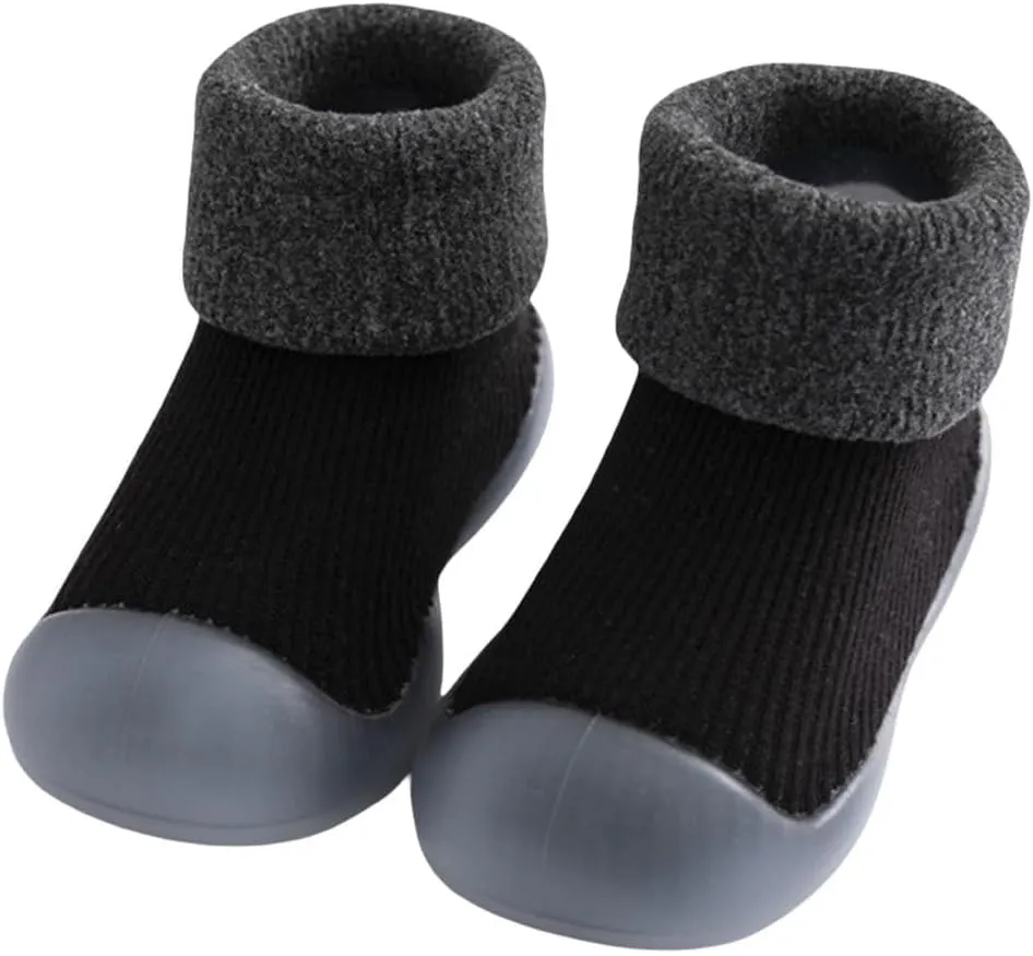 Toddler Sock Shoes Fuzzy Socks Bootie Cozy Warm Slipper Socks Soft Rubber Sole Sneakers Prewalker Baby Walking Shoes