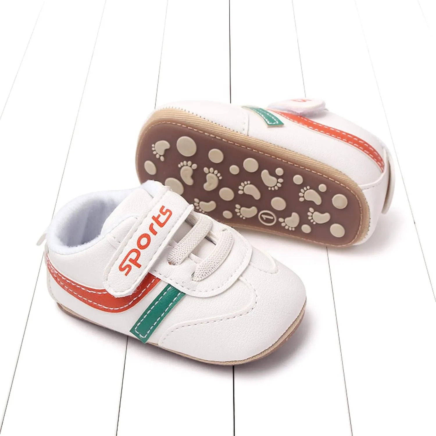Unisex Baby Leather Sneakers Infant Boys Girls Non-Slip Soft Rubber Sole Lightweight Platform First Walking Shoes