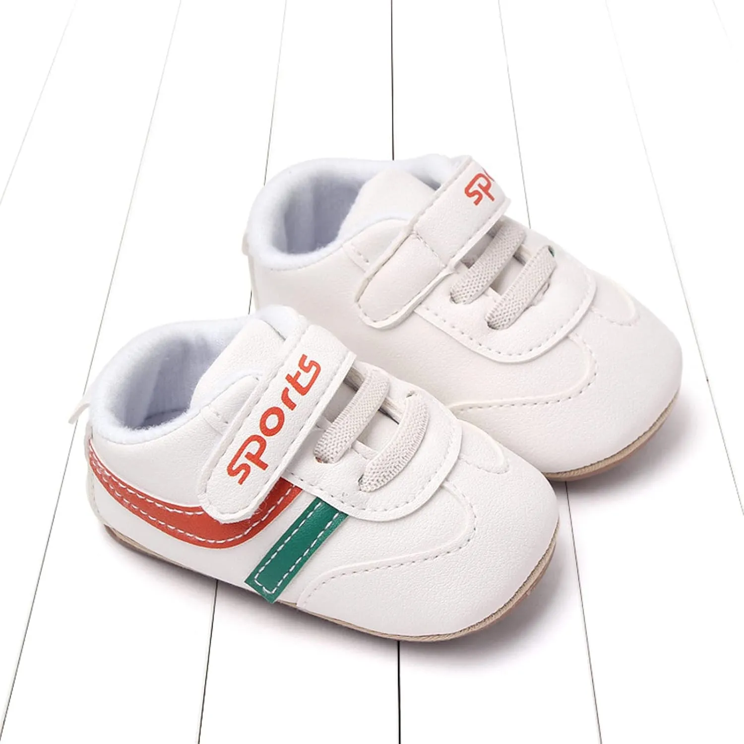 Unisex Baby Leather Sneakers Infant Boys Girls Non-Slip Soft Rubber Sole Lightweight Platform First Walking Shoes