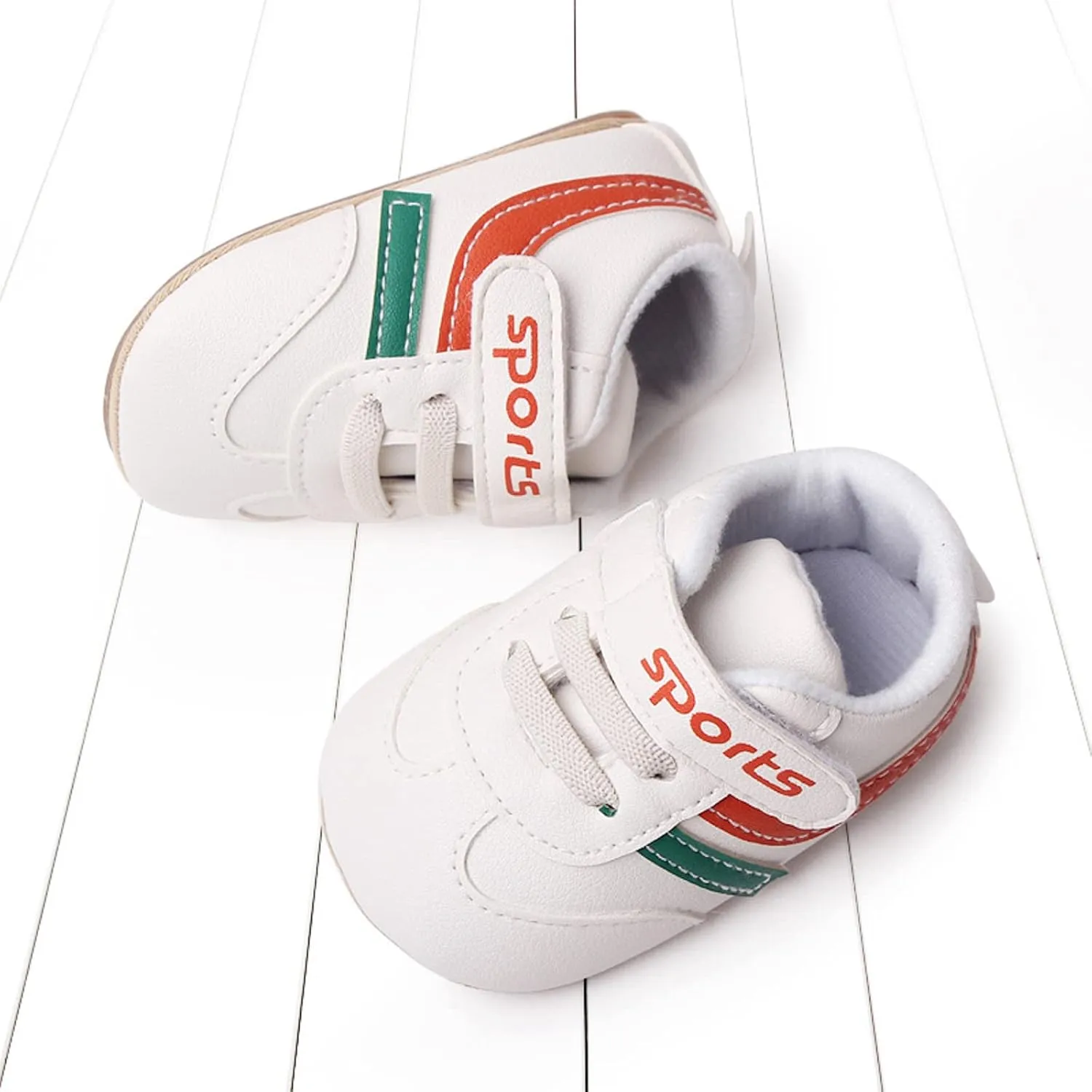 Unisex Baby Leather Sneakers Infant Boys Girls Non-Slip Soft Rubber Sole Lightweight Platform First Walking Shoes