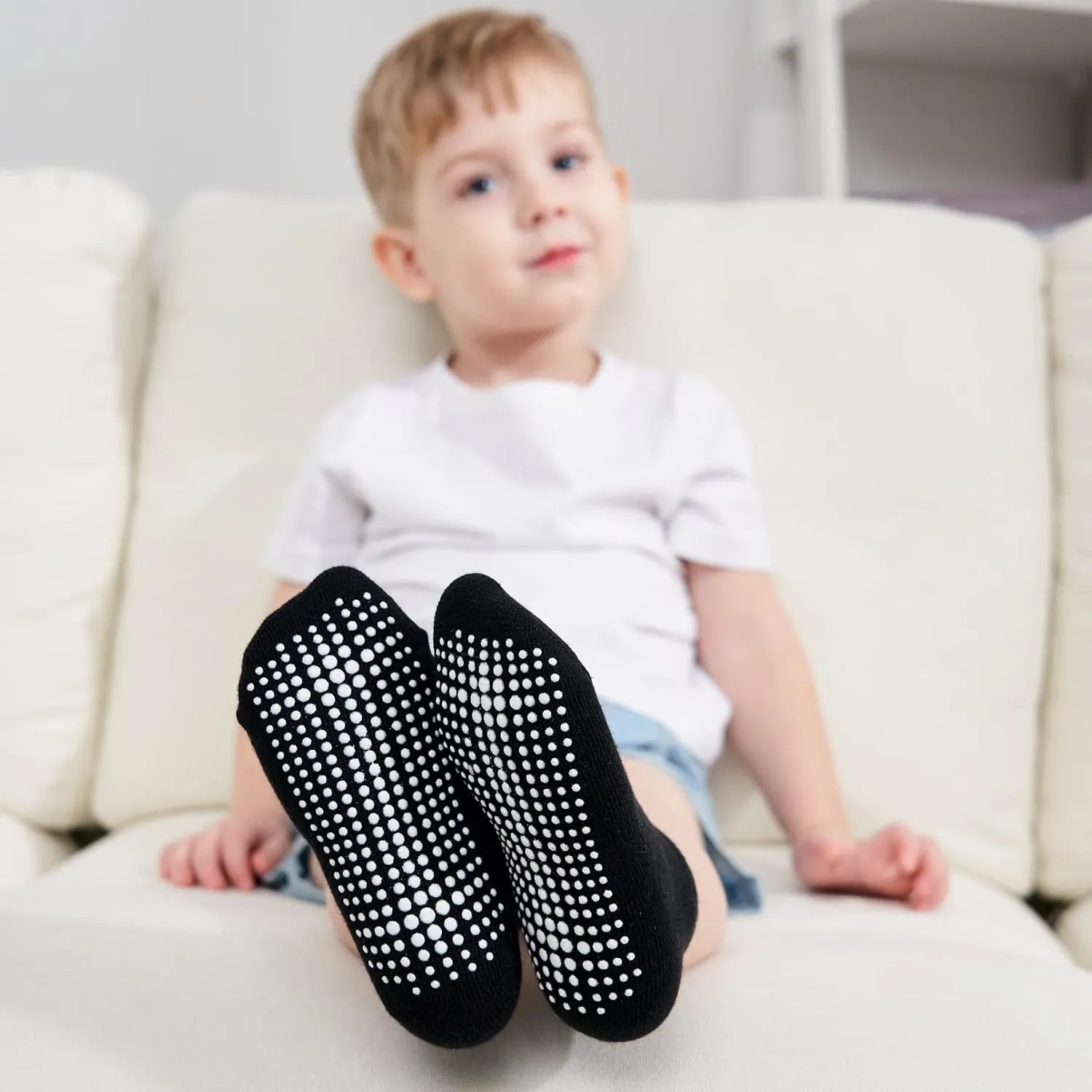 ZAPLES Baby Non Slip Grip Ankle Socks with Anti Skid Grippers Boys Girls Low Cut for Infants Toddlers Kids