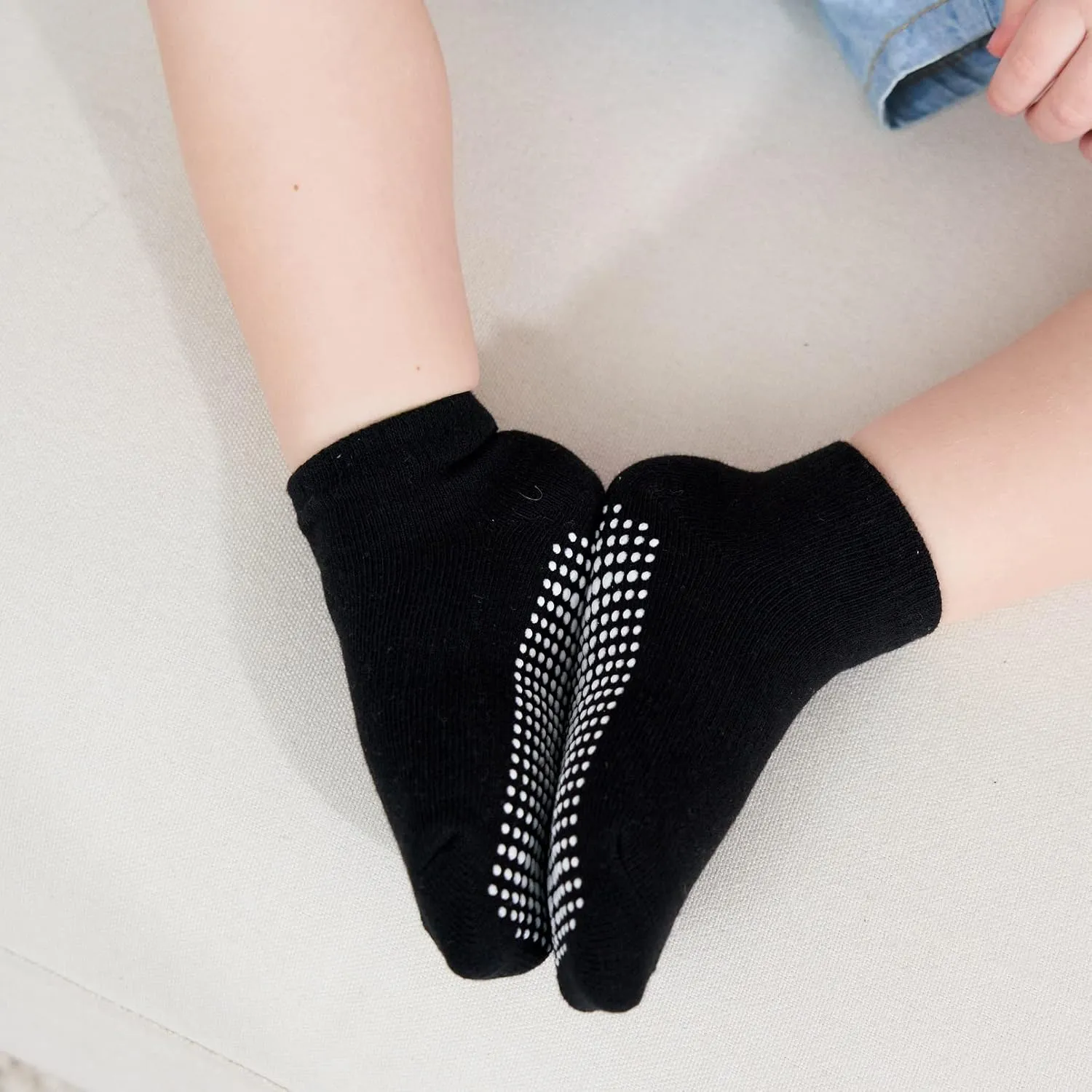ZAPLES Baby Non Slip Grip Ankle Socks with Anti Skid Grippers Boys Girls Low Cut for Infants Toddlers Kids