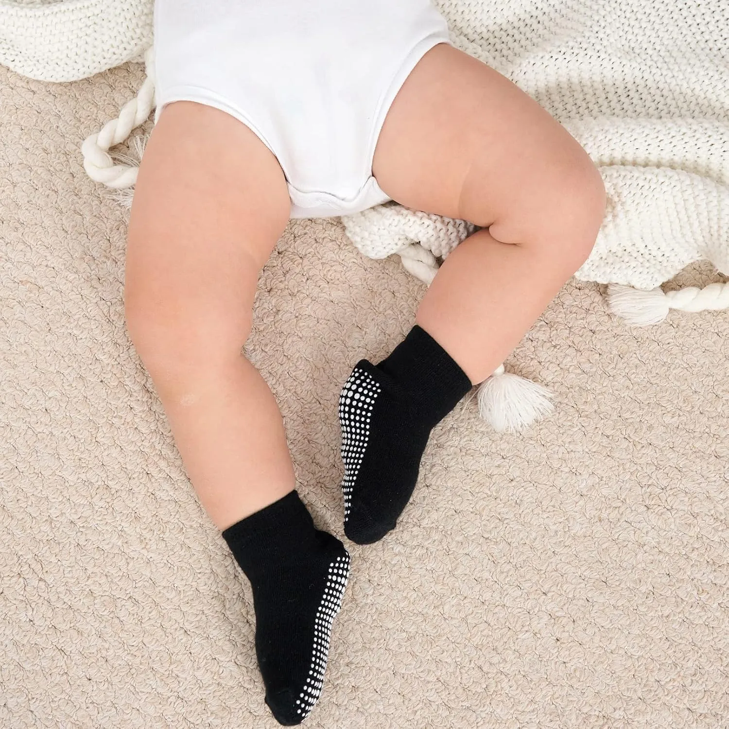 ZAPLES Baby Non Slip Grip Ankle Socks with Anti Skid Grippers Boys Girls Low Cut for Infants Toddlers Kids
