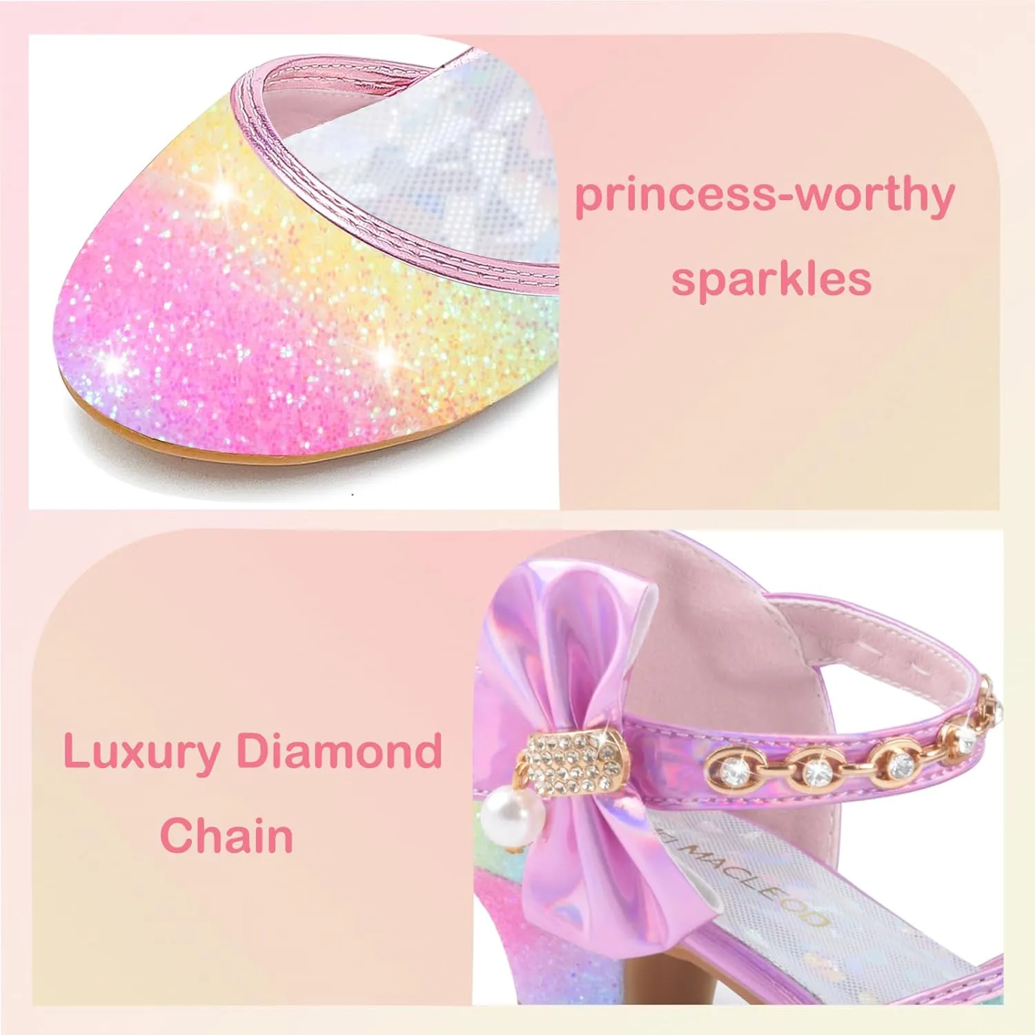 ZGDG Girls Dress Shoes Low Heel Princess Flats Mary Jane Flower Glitter Shoes Wedding Birthday Party Prom Sequins Sandals for Toddler Little Big Kids
