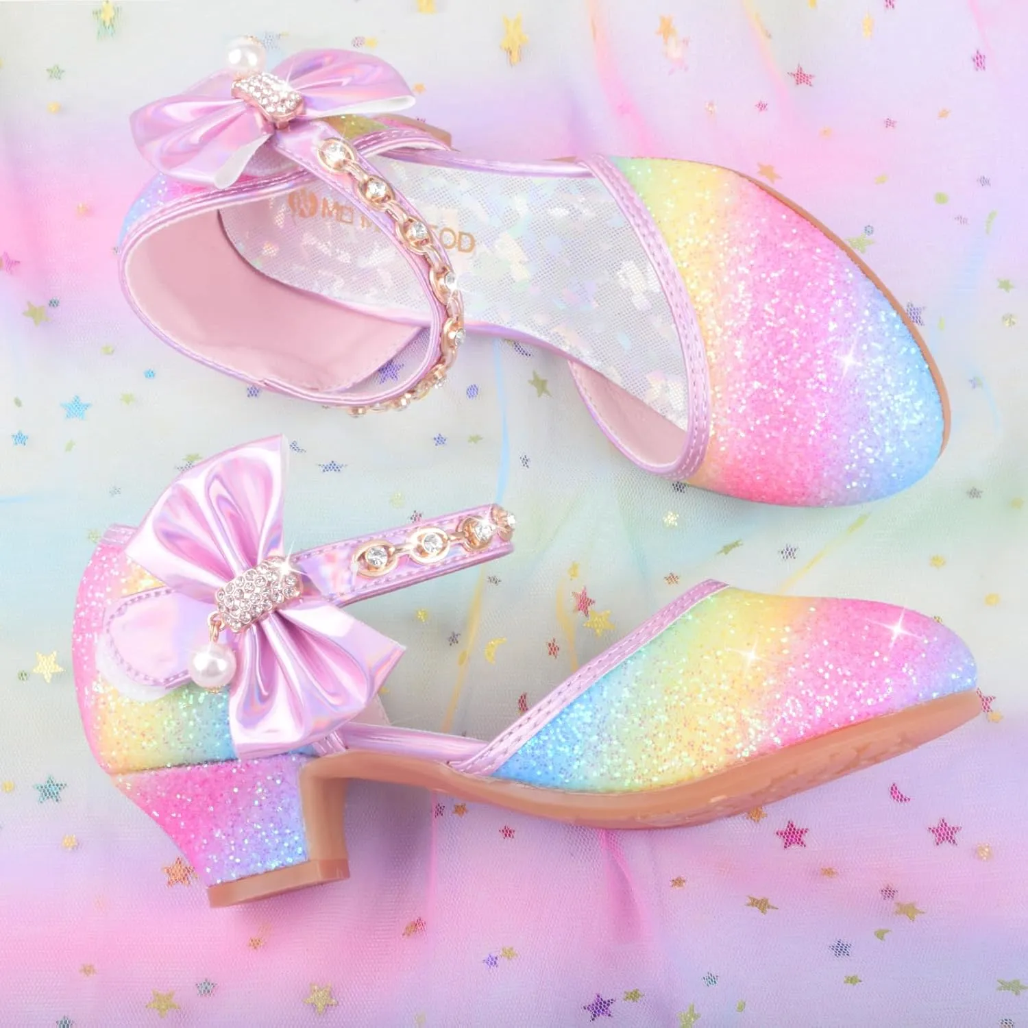ZGDG Girls Dress Shoes Low Heel Princess Flats Mary Jane Flower Glitter Shoes Wedding Birthday Party Prom Sequins Sandals for Toddler Little Big Kids