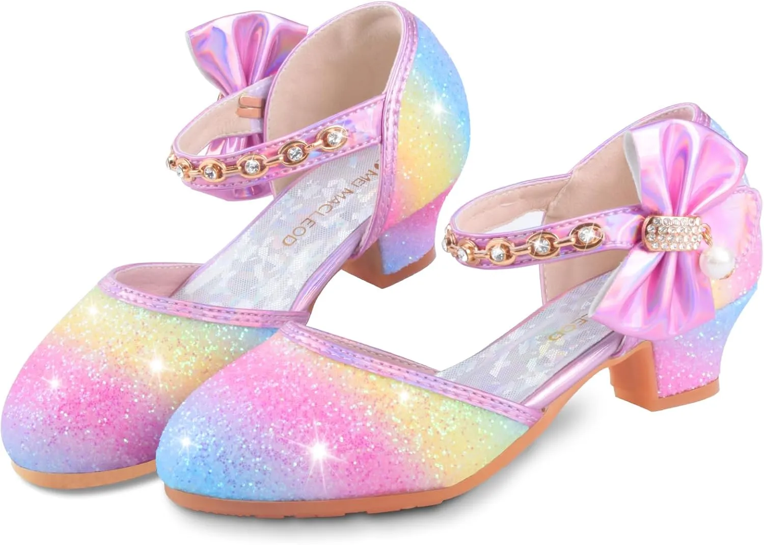 ZGDG Girls Dress Shoes Low Heel Princess Flats Mary Jane Flower Glitter Shoes Wedding Birthday Party Prom Sequins Sandals for Toddler Little Big Kids